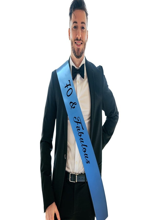 Hubops وشاح Hubops 70 & Fabulous لحفلات أعياد ميلاد الفتيات / وشاح زينة حفلات عيد الميلاد السبعين (أزرق) - Image 3